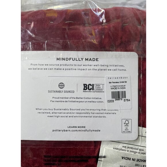 Pottery Barn King Velvet Box Stitch Sham Pillow Christmas Red Holiday - Picture 4 of 14